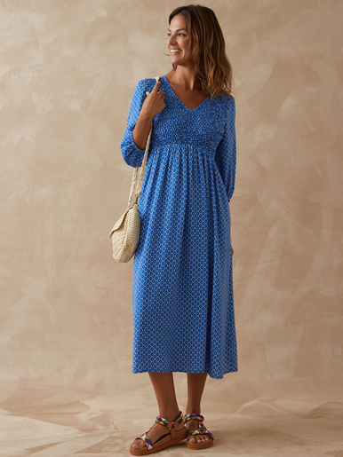 Robe longue à smocks