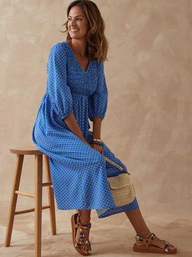 Robe longue à smocks