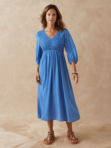 Robe longue à smocks