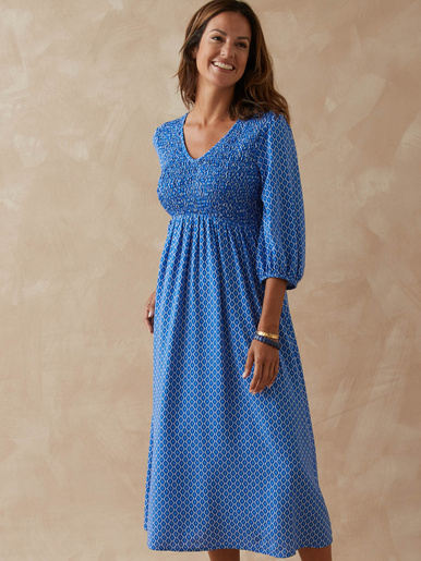 Robe longue à smocks
