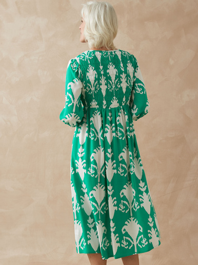 Robe longue à smocks