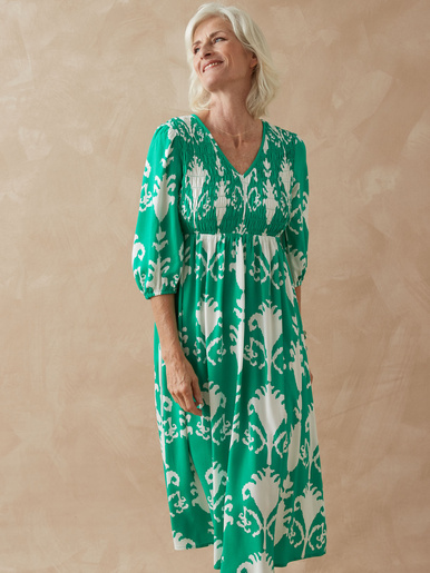 Robe longue à smocks
