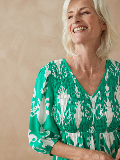 Robe longue à smocks