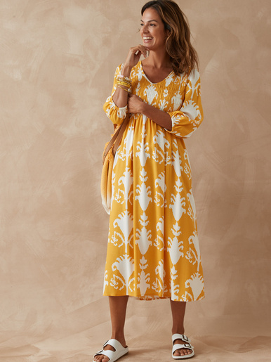 Robe longue à smocks