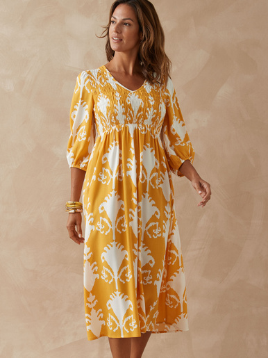 Robe longue à smocks