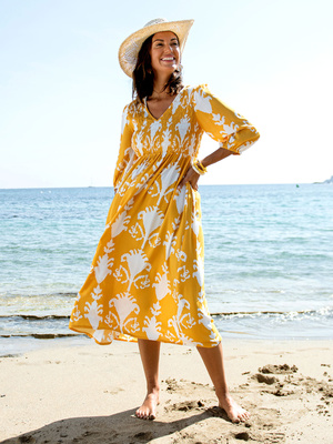 Robe longue à smocks