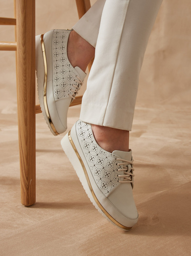 Derbies compensés cuir perforé - Pédiconfort - Blanc