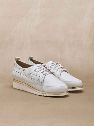 Derbies compensés cuir perforé