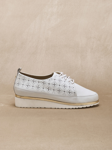 Derbies compensés cuir perforé