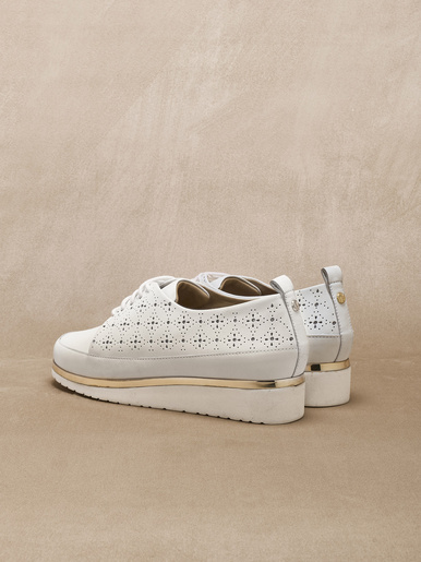 Derbies compensés cuir perforé