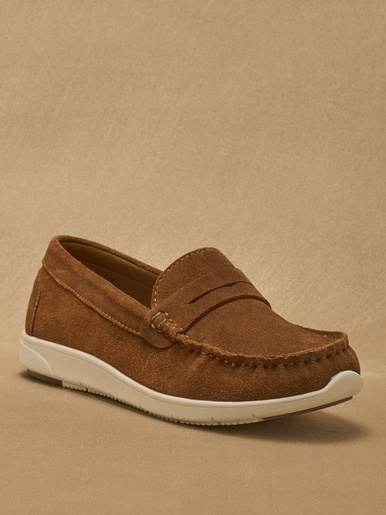 Mocassins cuir velours - Pédiconfort - Marron