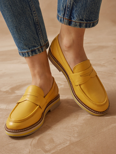 Mocassins cuir à aérosemelle® - Pédiconfort - Jaune