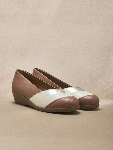 Ballerines cuir tricolore