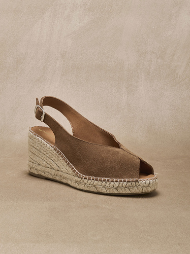 Sandales cuir velours esprit espadrilles