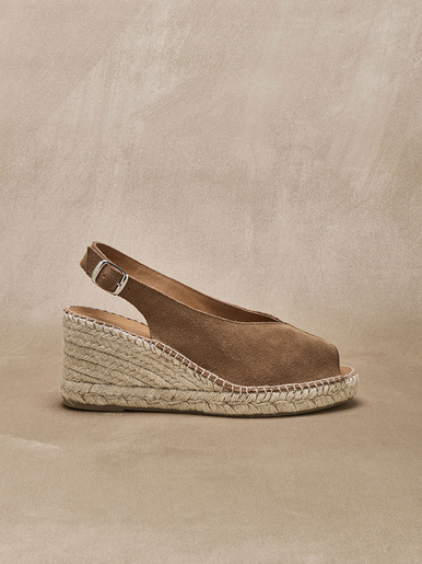 Sandales cuir velours esprit espadrilles