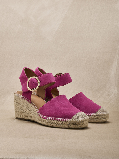 Sandales cuir velours