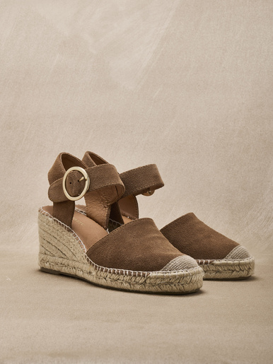 Sandales cuir velours