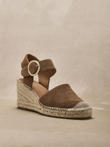 Sandales cuir velours