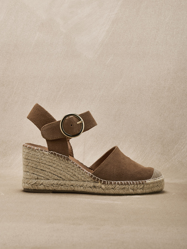 Sandales cuir velours