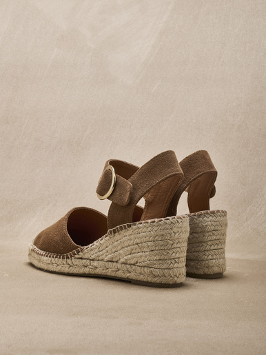 Sandales cuir velours