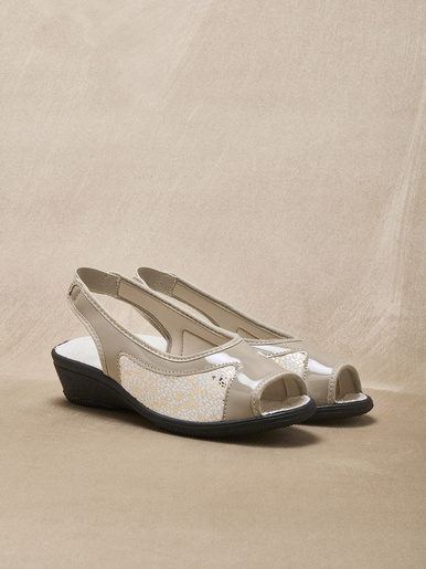 Sandales extensibles élastique arrière - Pédiconfort - Beige