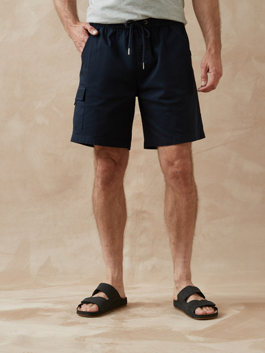 Bermuda cargo élastiqué - Daxon - Bleu nuit