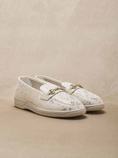 Mocassins textile intérieur éponge - Pédiconfort - Imprimé beige