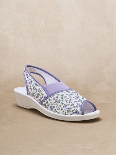 Sandales textile élastiques croisés en V - Pédiconfort - Imprimé lavande