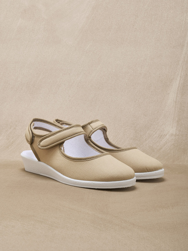 Sandales textile ouverture totale - Pédiconfort - Beige