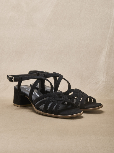 Sandales cuir velours