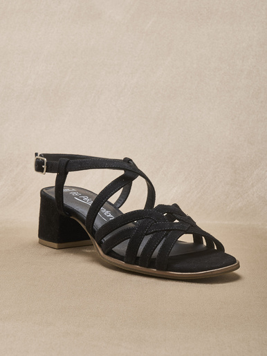 Sandales cuir velours