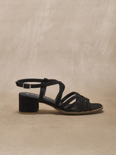 Sandales cuir velours