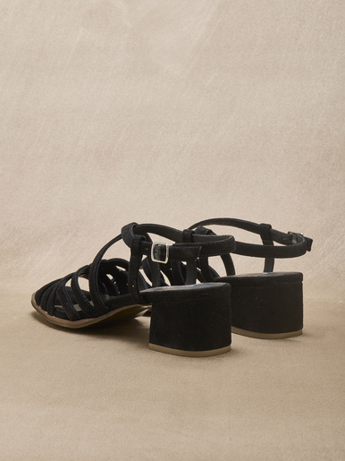 Sandales cuir velours