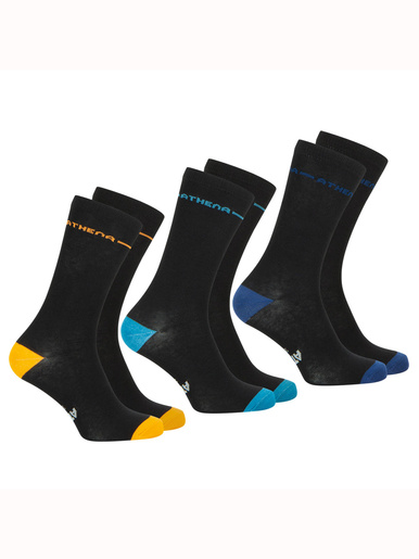 Lot 3 paires mi-chaussettes EASY COLOR - Athéna - Noir/bleu/jaune