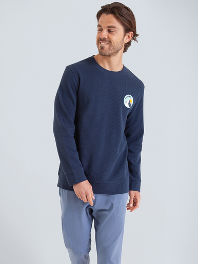 Pyjama WAFLE col rond - Athéna - Bleu/gris