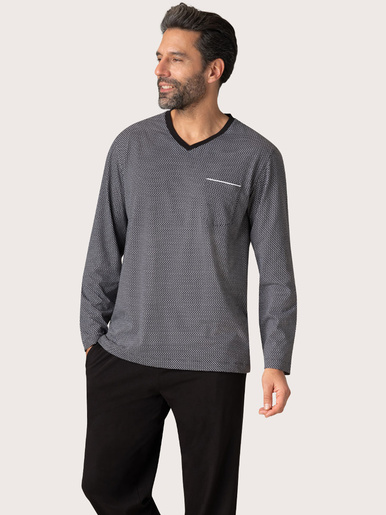 Pyjama col V BUSINESS - Eminence - Blanc/noir