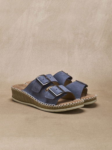 Mules à scratchs ouverture totale - Pédiconfort - Bleu