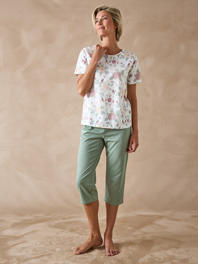 Pantacourt de pyjama en maille coton - Daxon - Vert uni