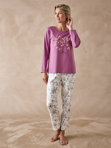Pantalon de pyjama en maille coton - Daxon - Imprimé écru