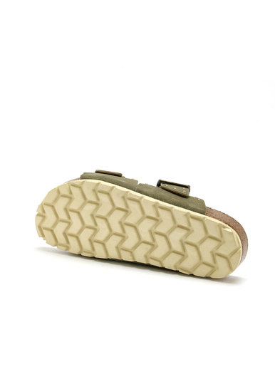 Mules cuir velours à boucles