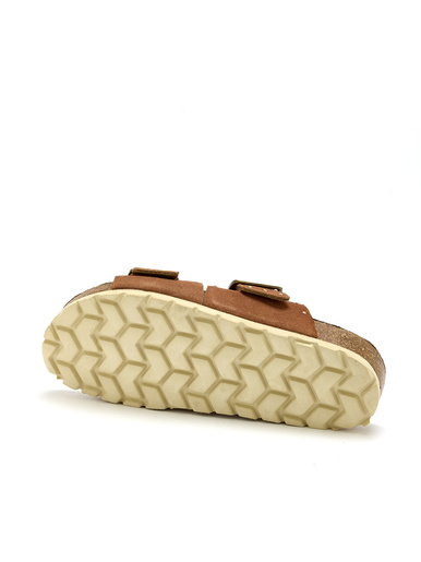 Mules cuir velours à boucles