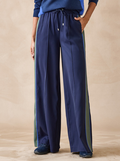 Pantalon large palazzo élastiqué - Daxon - Marine