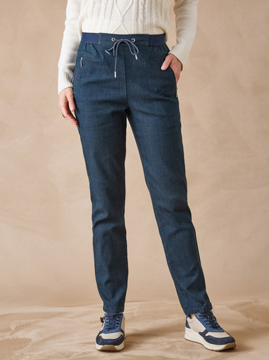 Jean large élastiqué - Daxon - Denim brut