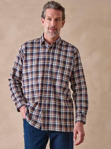 Chemise en flanelle grattée pur coton - Daxon - Brun