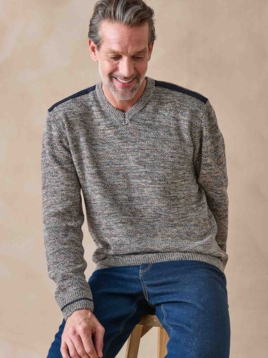 Pull encolure V avec laine - Daxon - Tabac