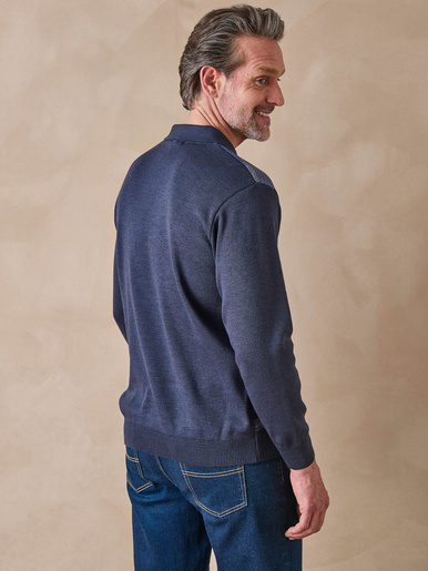 Pull polo zippé avec laine