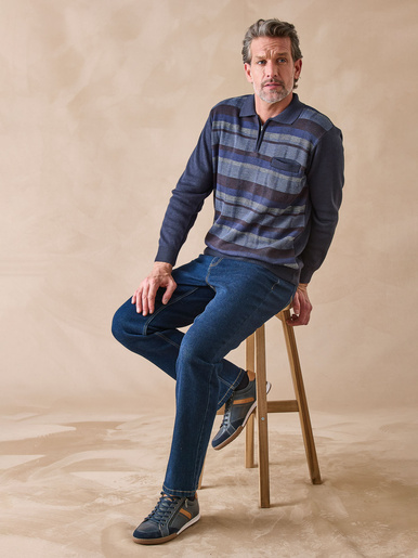 Pull polo zippé avec laine