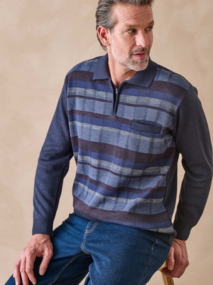 Pull polo zippé avec laine