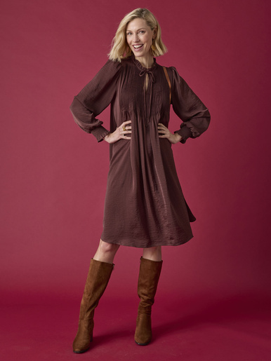 Robe à plis nervurés - Daxon - Chocolat