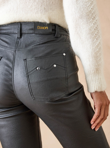 Pantalon enduit taille haute